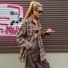 Vintage Long Sleeve Single Breasted Plaid Checkered Shirt - Image 3