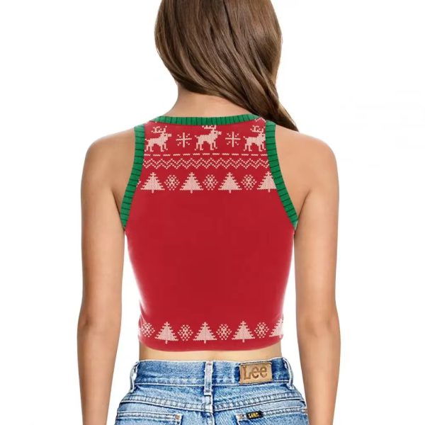 3D Digital Print Sleeveless O-neck Merry Christmas Streetwear Crop Top - Image 2