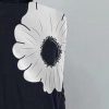 Asymmetric Floral Printed High Neck Long Sleeves Loose Split-Joint Casual T-Shirts - Image 2
