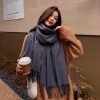 Casual Checkered Wool Imitation Cashmere Wrap Scarf - Image 8
