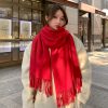 Casual Checkered Wool Imitation Cashmere Wrap Scarf - Image 2
