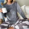 Casual Cozy Print Fluffy Pant And Top 2 Piece Pajamas Set - Image 3