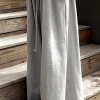 Casual Drawstring Solid Color Loose Wide Leg Bottoms Pants - Image 4