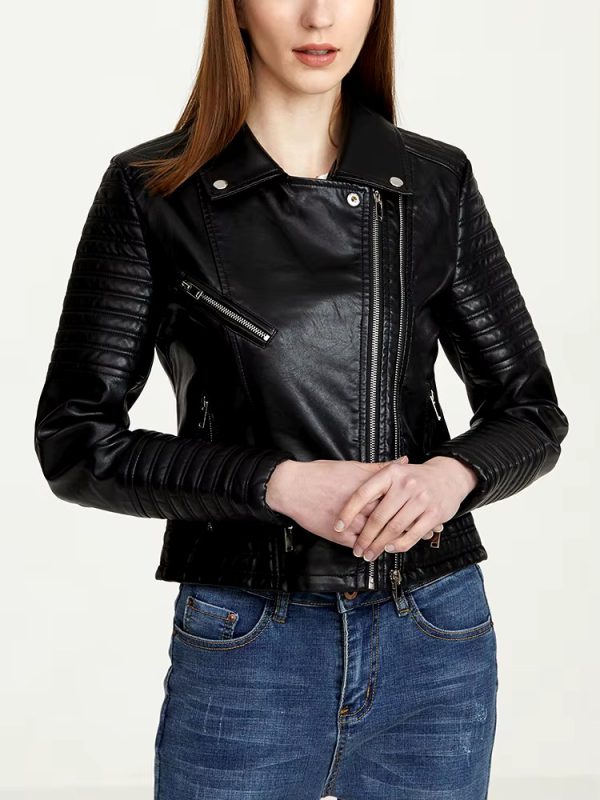 Casual Faux PU Leather Long-sleeve Windproof Waterproof Jacket - Image 2