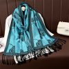 Casual Floral Design Print Foulard Cashmere Shawl - Image 2