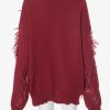 Casual Fringe Jewel Neck Pullovers Polyester Sweaters - Image 6