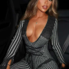 Casual Knit Stripe V-Neck Slim Fit Ankle-Length High Street Sweater Jumpsuits - Image 14