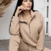 Casual Long Sleeve Solid Color Fleece Pullover Hooded Sweatshirt 2-Piece Set - Image 9