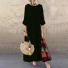 Casual O-Neck half Sleeve Streetwear Cotton Linen Vintage Long Dress - Image 9