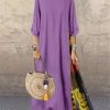 Casual O-Neck half Sleeve Streetwear Cotton Linen Vintage Long Dress - Image 4