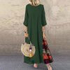 Casual O-Neck half Sleeve Streetwear Cotton Linen Vintage Long Dress - Image 7