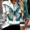 Casual Single Breasted Turn-down Collar Loose Printed Shirt - Image 4