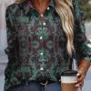Vintage Single Breasted Turn-down Collar Loose Printed Shirt - Image 2