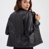 Casual Solid Round Neck Long Sleeved Classic Retro Style Leather Jacket - Image 8