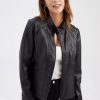 Casual Solid Round Neck Long Sleeved Classic Retro Style Leather Jacket - Image 5