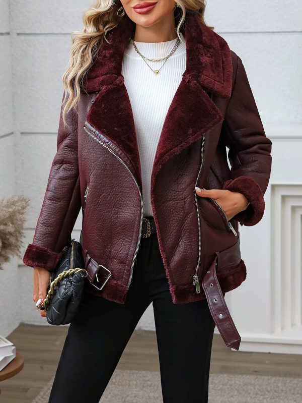 Casual Thick Warm Faux Fur Leather High Street Outwear Jacket - Image 3