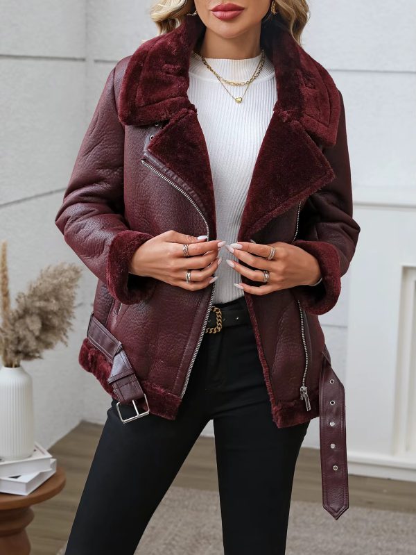 Casual Thick Warm Faux Fur Leather High Street Outwear Jacket - Image 5