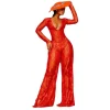 Casual V Neck Lace Up Evening Party Banquet Beach Jumpsuits Full Pant Rompers - Image 7