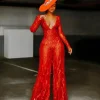 Casual V Neck Lace Up Evening Party Banquet Beach Jumpsuits Full Pant Rompers - Image 4