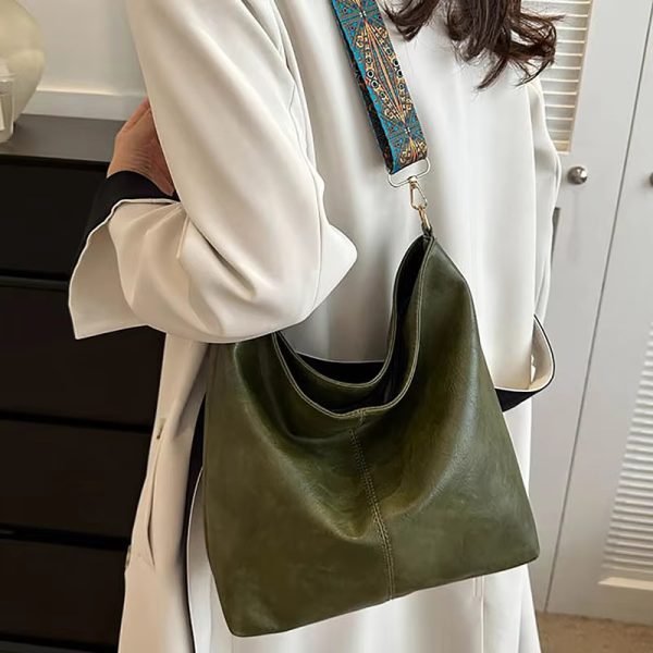 Casual Wide Geometric Strap Large Capacity Shoulder Bag - Image 8