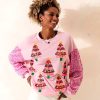 Christmas Glitter Sequined Patchwork Round Neck Loose Hoodie - Image 2
