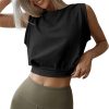 Cute Sleeveless Yoga Running Gym Workout Shirts Casual Fitness Loose Crop Top - Image 3