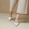 Elegant Ankle Strap Leather Rivet Pointed Toe Thin High Heel - Image 2