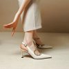 Elegant Ankle Strap Leather Rivet Pointed Toe Thin High Heel - Image 3