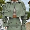 Elegant Button Up Loose Top With High Waist Mini Skirts Crop 2 Piece Sets - Image 2