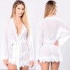 Elegant Full Sleeve Transparent Lace Nightgowns Sleepwear - Image 3