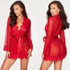 Elegant Full Sleeve Transparent Lace Nightgowns Sleepwear - Image 4