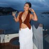 Elegant Halter V Neck Sleeveless Backless Ruched Club Crop Tops - Image 2