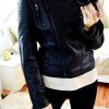 Elegant Solid O-Neck Punk PU Faux Leather Basic Bomber Jackets - Image 4