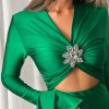 Elegant V-Neck Hollow Out Flare Sleeve Bodycon Maxi Dress - Image 5