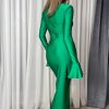Elegant V-Neck Hollow Out Flare Sleeve Bodycon Maxi Dress - Image 6