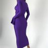 Elegant V-Neck Hollow Out Flare Sleeve Bodycon Maxi Dress - Image 12