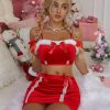 Elegant Velvet Christmas Bows Lingerie 5-Piece Set - Image 3