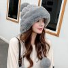 Faux Fur Warm Knitted Bobble Beanie Skiing Furry Hat - Image 5