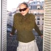 Furry Patchwork Turtleneck Long Sleeve Knitted Cardigan Top - Image 8
