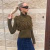 Furry Patchwork Turtleneck Long Sleeve Knitted Cardigan Top - Image 15
