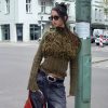 Furry Patchwork Turtleneck Long Sleeve Knitted Cardigan Top - Image 4
