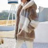Casual Hooded Color Block Patchwork Long Sleeve Tunic Outerwear Coats with Pockets - Image 2