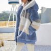 Casual Hooded Color Block Patchwork Long Sleeve Tunic Outerwear Coats with Pockets - Image 3