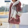 Casual Hooded Color Block Patchwork Long Sleeve Tunic Outerwear Coats with Pockets - Image 4