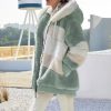 Casual Hooded Color Block Patchwork Long Sleeve Tunic Outerwear Coats with Pockets - Image 5