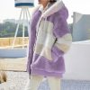 Casual Hooded Color Block Patchwork Long Sleeve Tunic Outerwear Coats with Pockets - Image 6