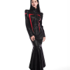 Luxury Designer stand Collar Patchwork Full Sleeve Leather Maxi Dress - Image 2