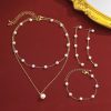 Elegant Imitation Pearl Chain Necklace With Drop Earrings - Image 2