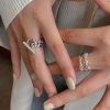 Vintage Fashion Creative Geometric Sterling Sivler Buckle Handmade Ring - Image 3