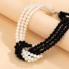 Vintage Multilevel Bead Imitation Pearl Patchwork Chain French  Necklace